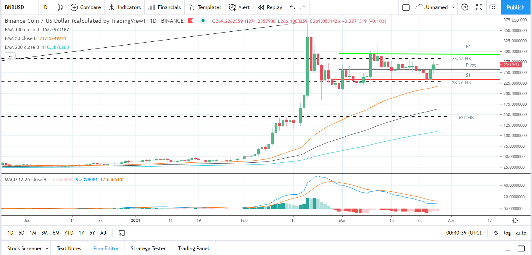BNBUSD 280321 Daily Chart